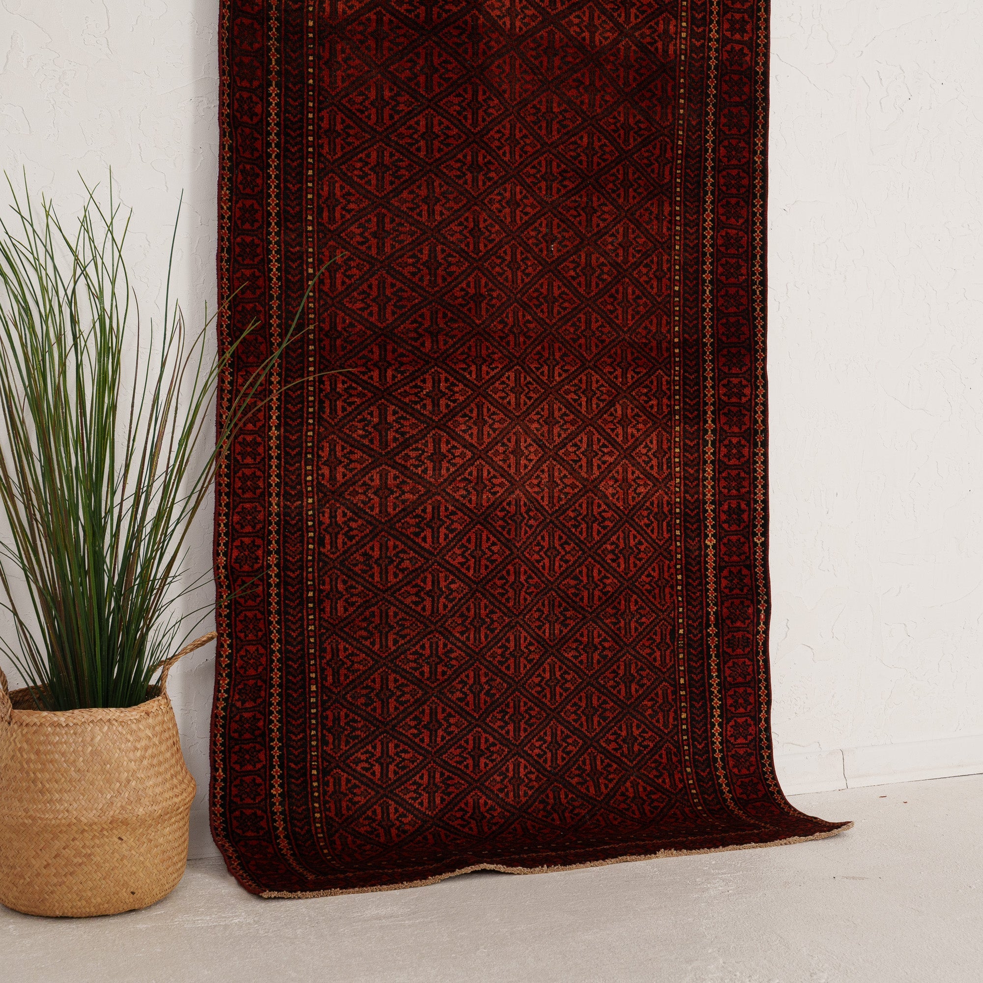 Red and Black Area Wool Rug
