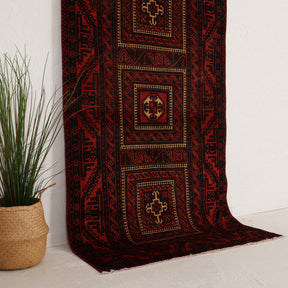 Red and Black Runner Wool Rug