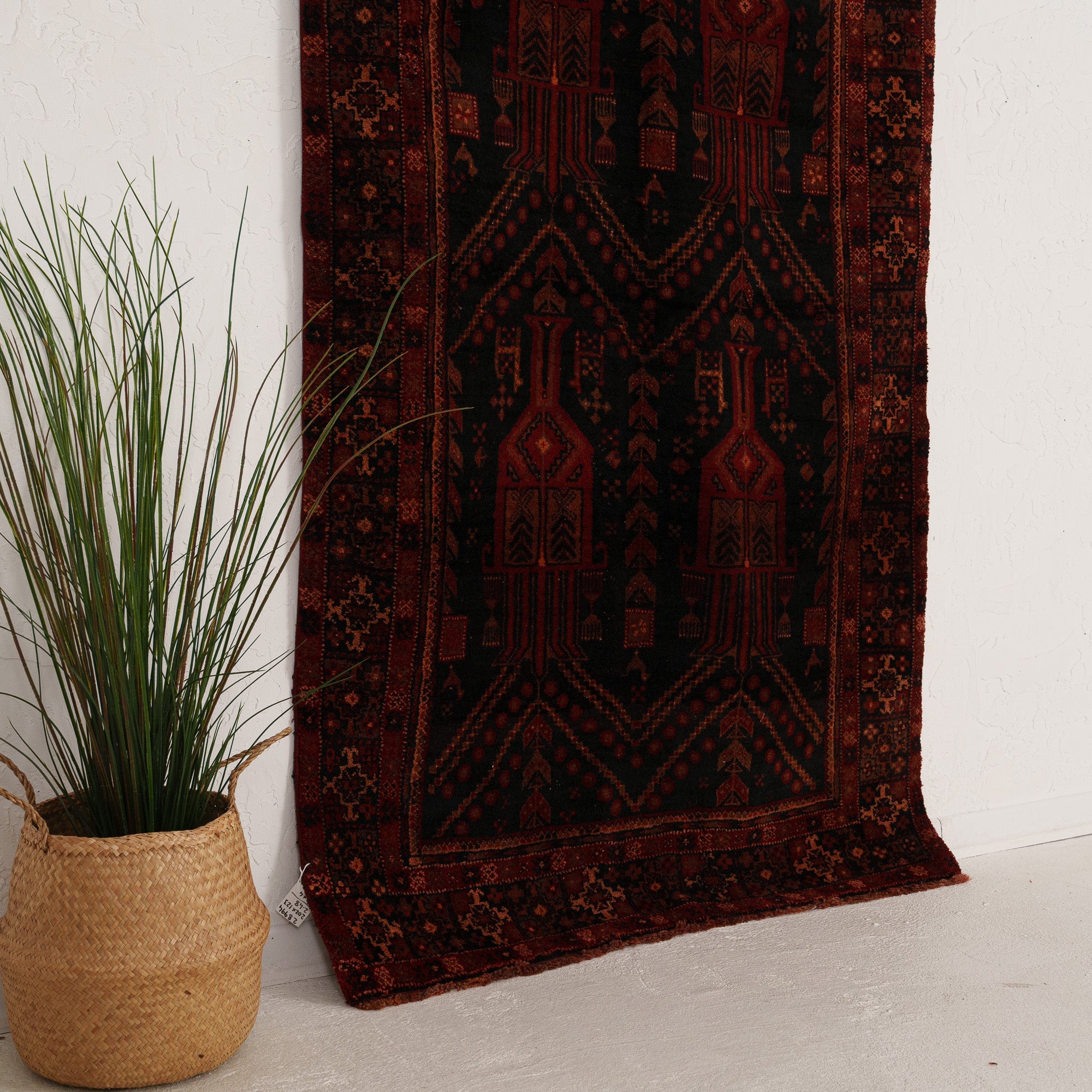 Red and Black Area Wool Rug