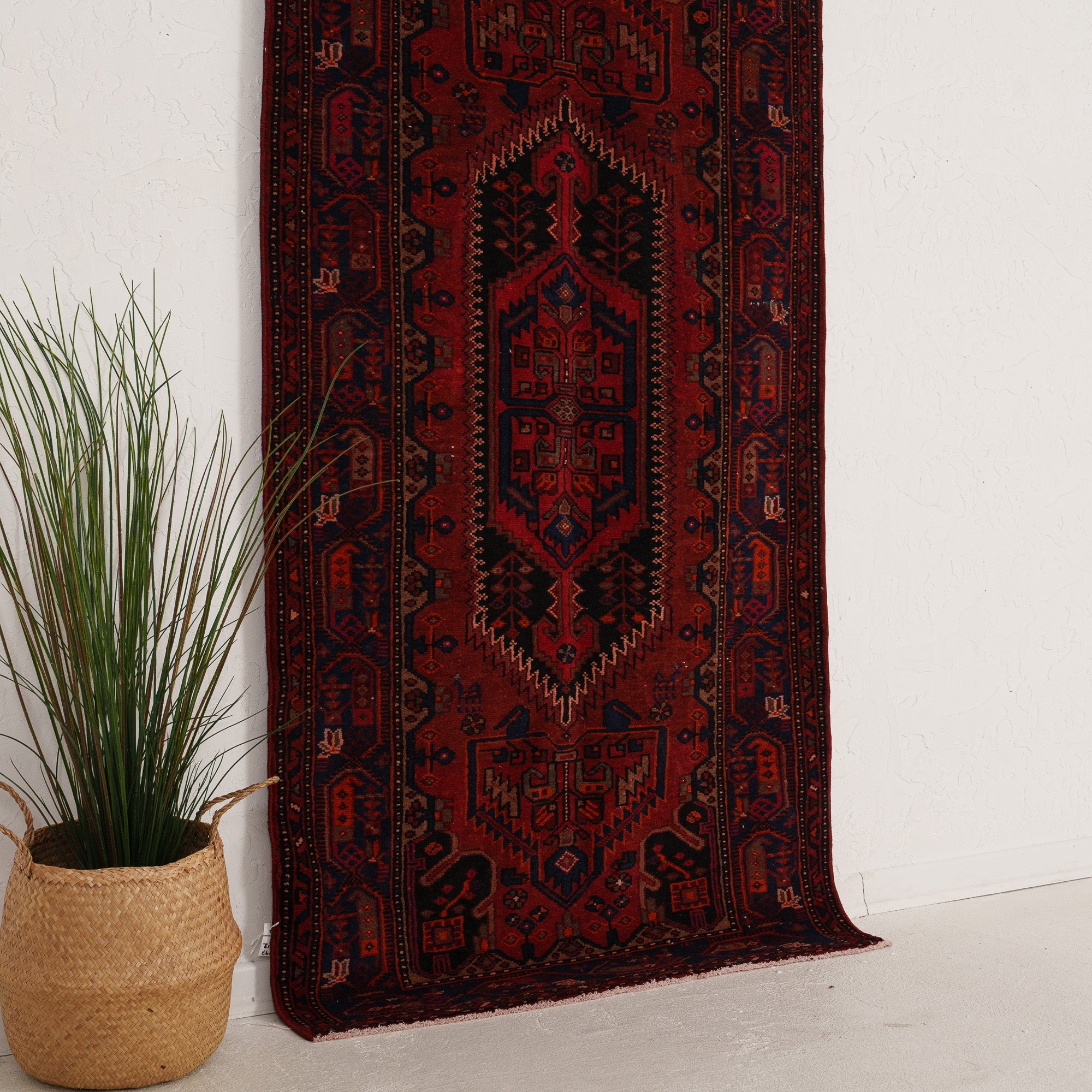 Red and Black Area Wool Rug