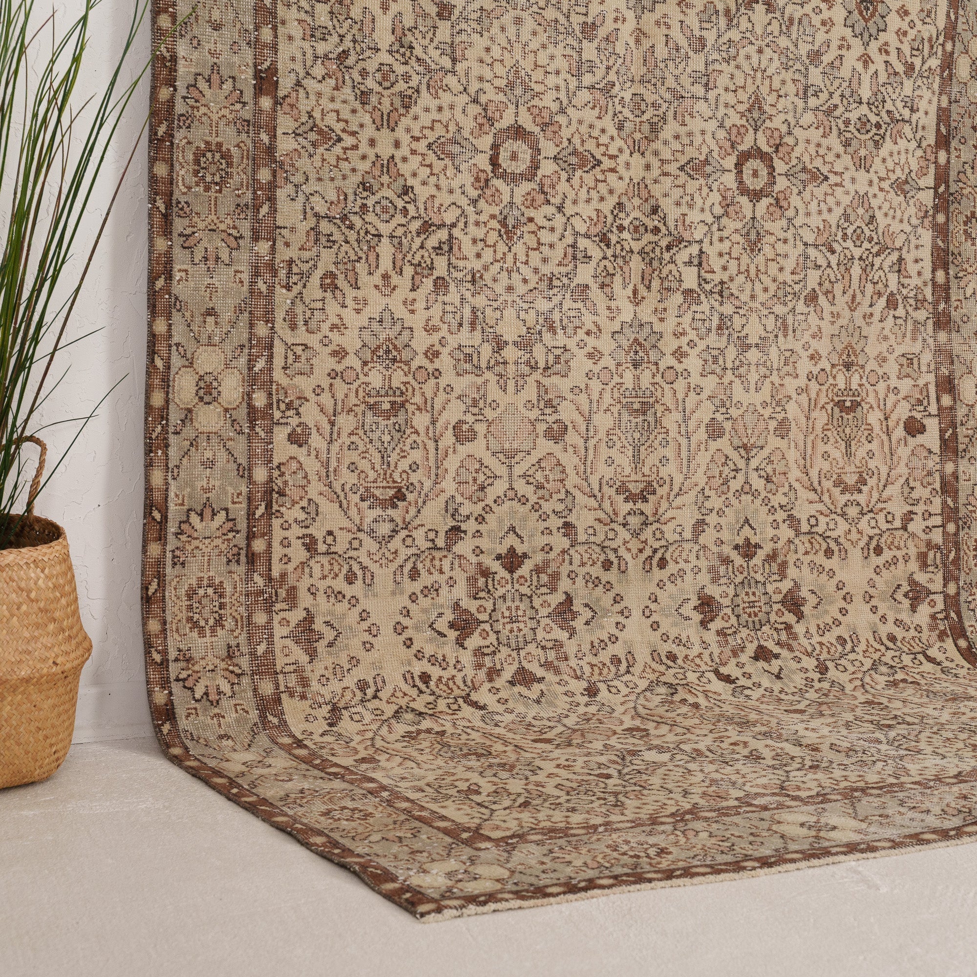 Beige and Brown Area Wool Rug
