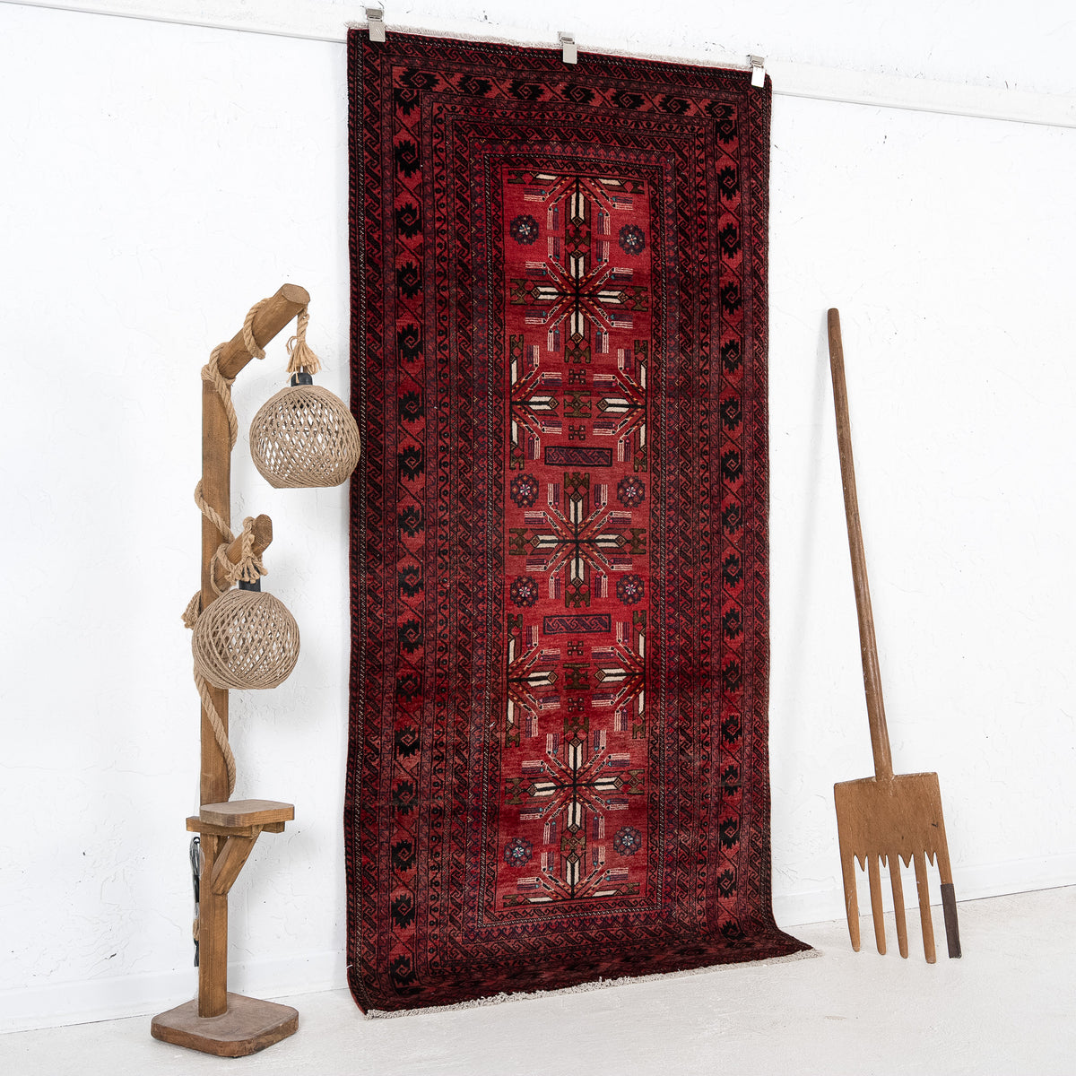 Red and Blue Area Wool Rug