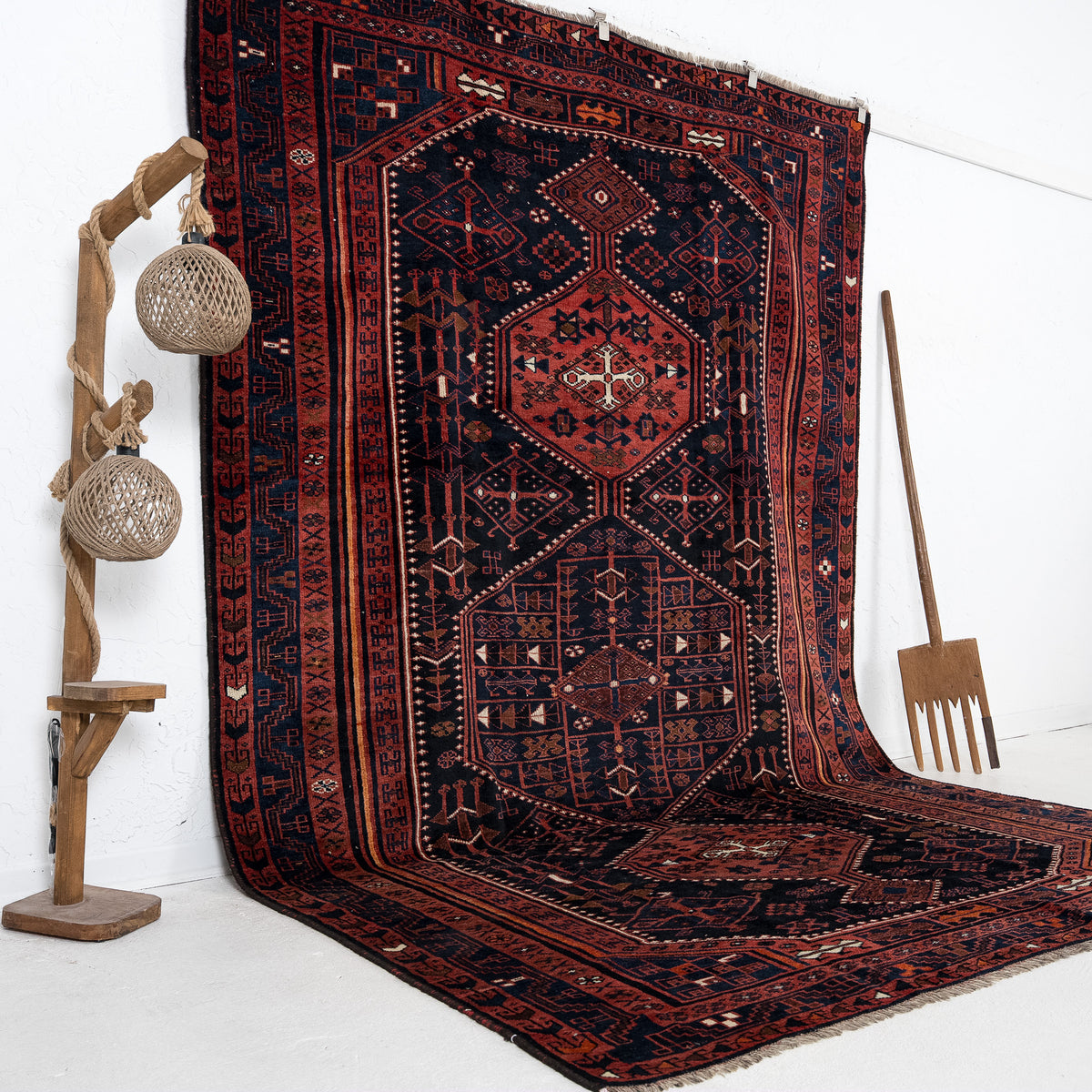 Red and Brown Area Wool Rug