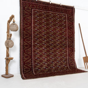 Beige and Red Area Wool Rug