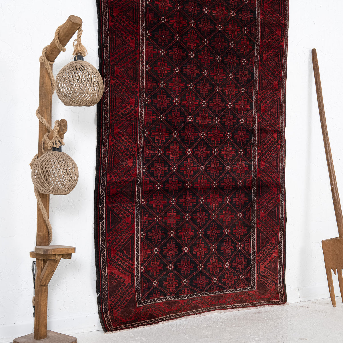 Red and Black Area Wool Rug