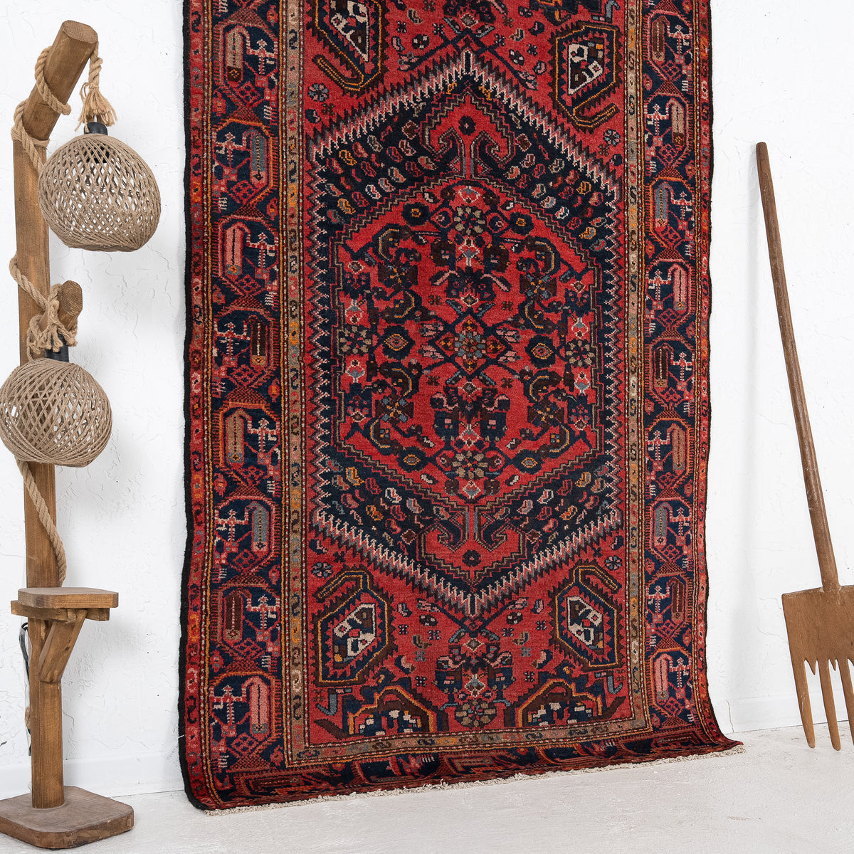 Red and Blue Area Wool Rug