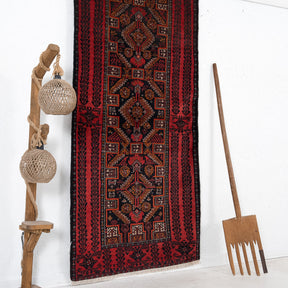 Red and Black Area Wool Rug