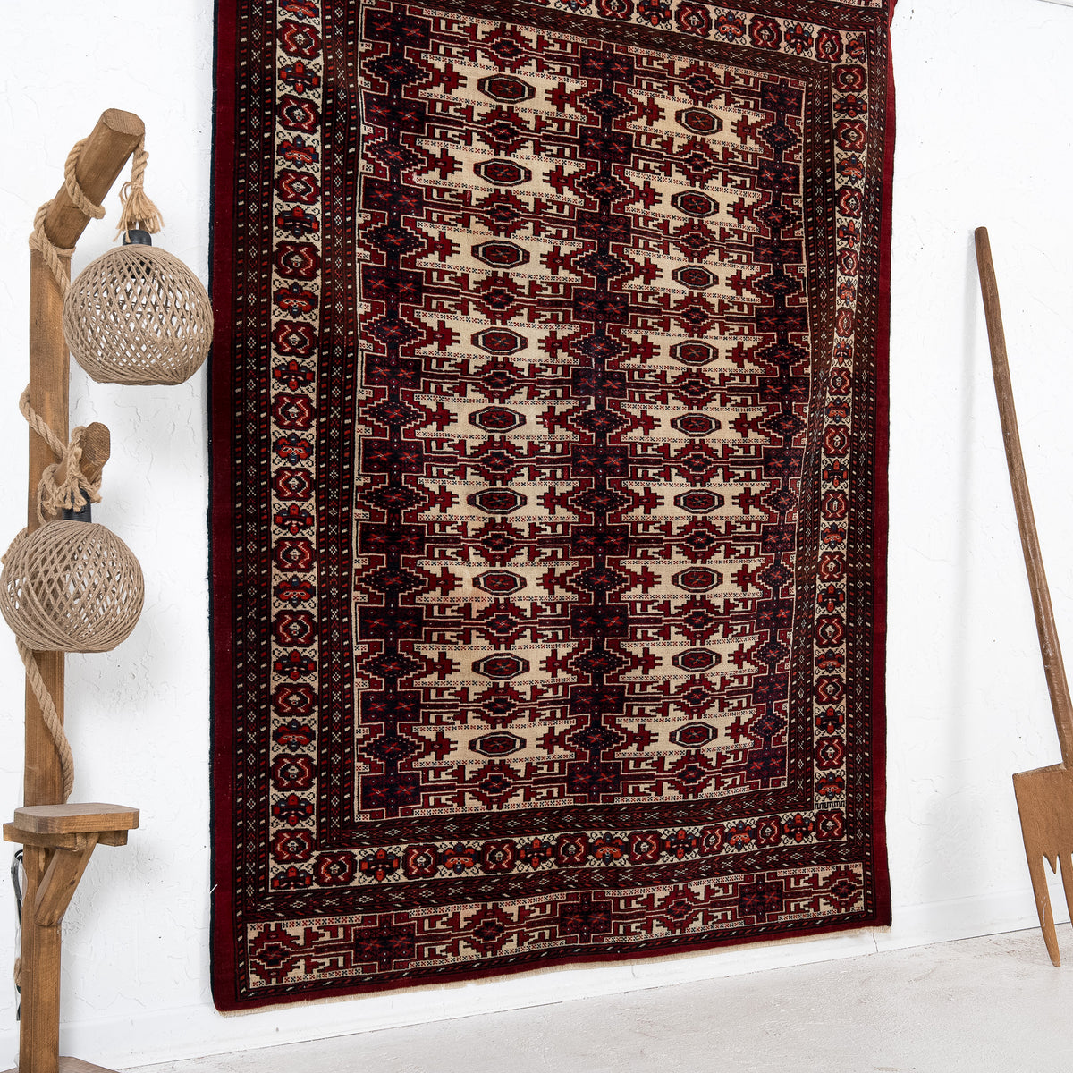 Red and Beige Area Wool Rug