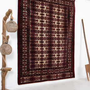 Red and Beige Area Wool Rug
