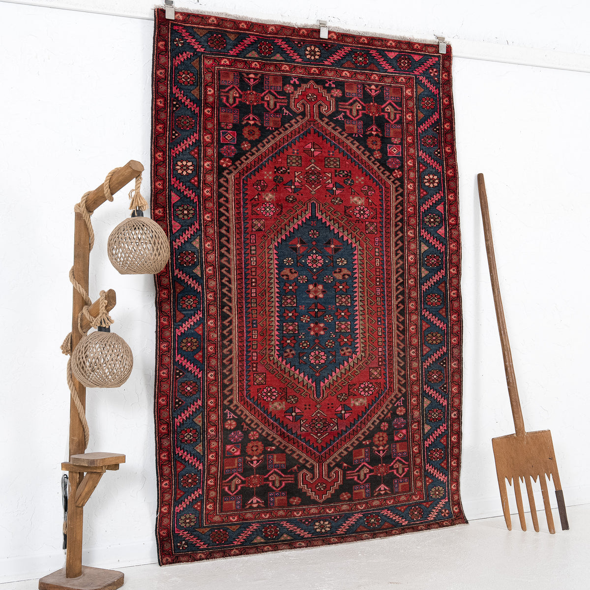 Red and Blue Area Wool Rug