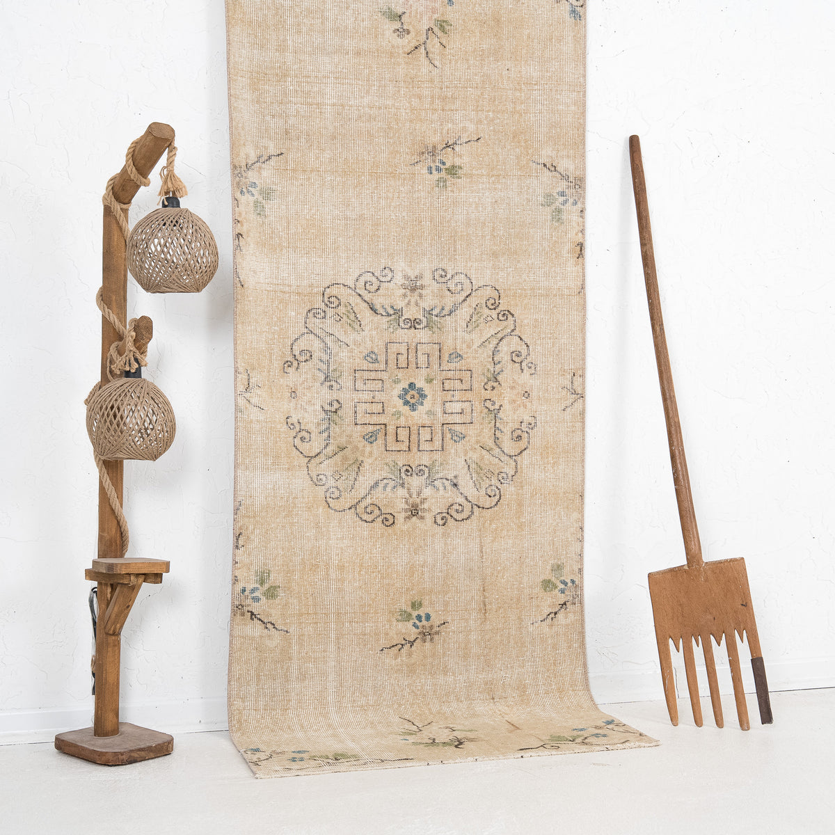 Beige and Brown Area Wool Rug