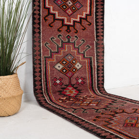 Red and Brown Runner Wool Rug