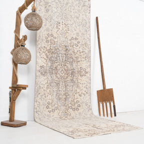 Beige and Brown Runner Wool Rug