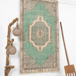 Green and Beige Area Wool Rug