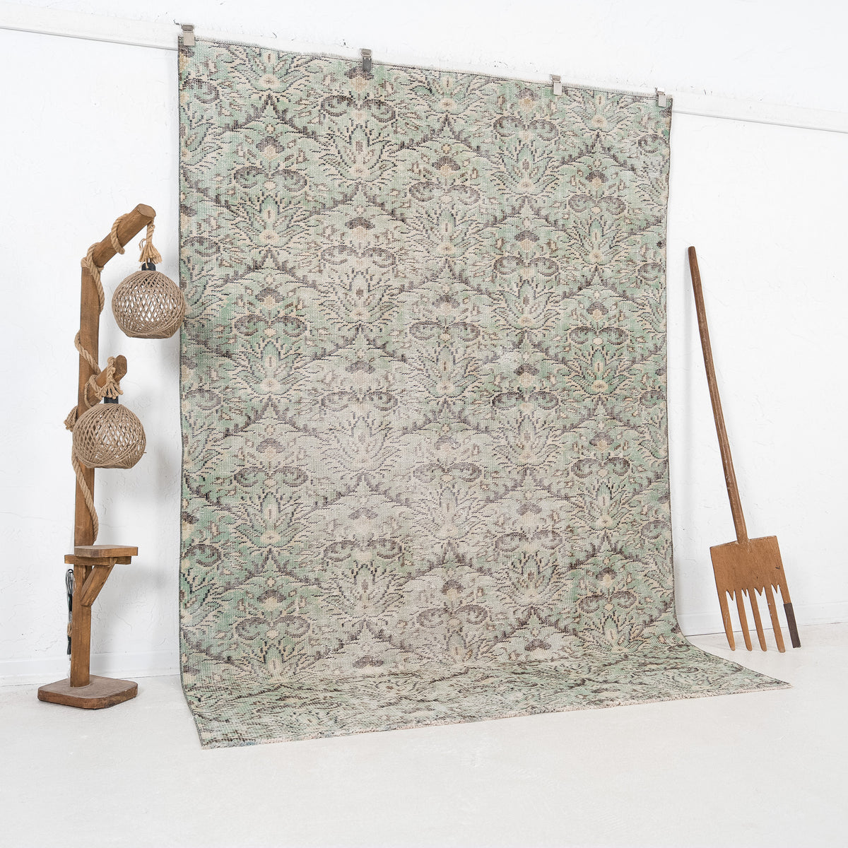 Green and Brown Area Wool Rug