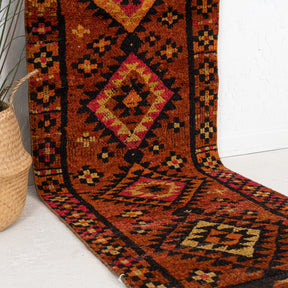 Orange and Brown Runner Wool Rug