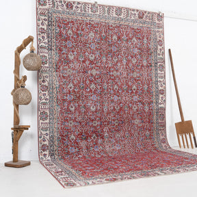 Red and Beige Area Wool Rug
