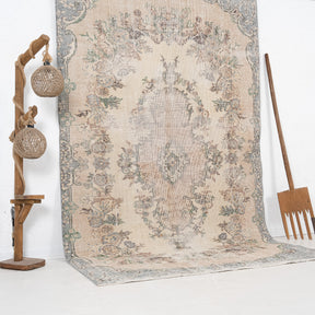 Beige and Blue Area Wool Rug