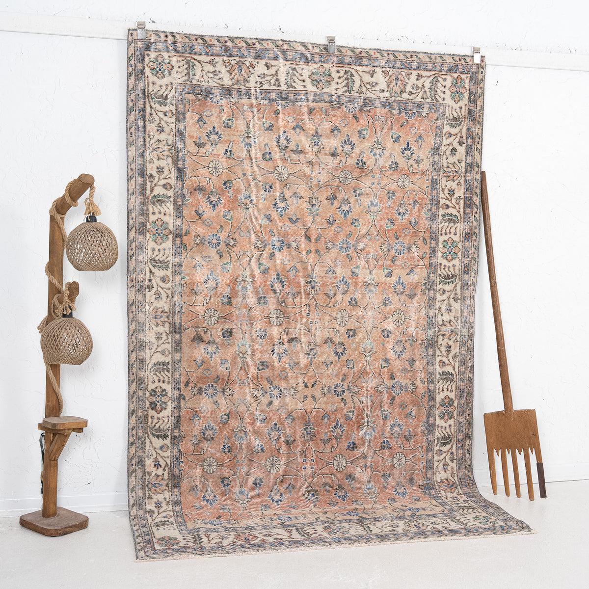 Orange and Beige Area Wool Rug