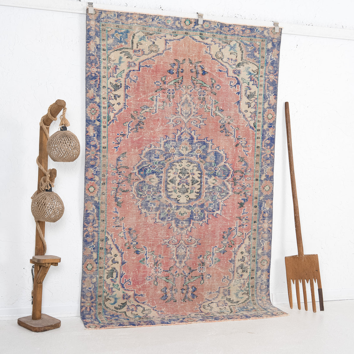 Orange and Blue Area Wool Rug