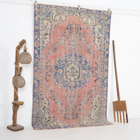 Orange and Blue Area Wool Rug