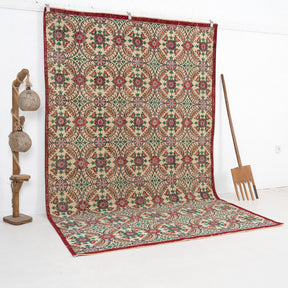 Red and Green Area Wool Rug