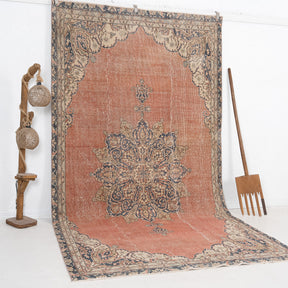 Orange and Beige Area Wool Rug