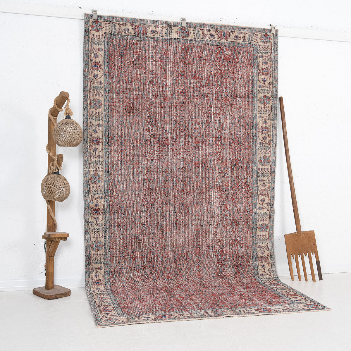 Red and Beige Area Wool Rug