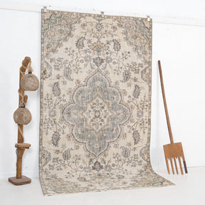 Beige and Brown Area Wool Rug