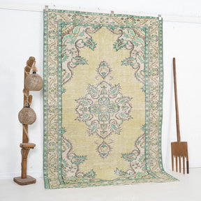 Green and Beige Area Wool Rug