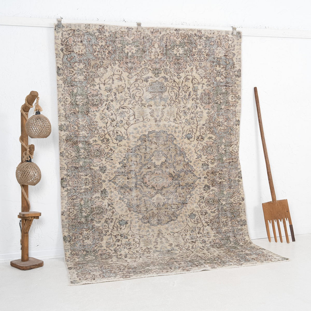 Beige and Brown Area Wool Rug