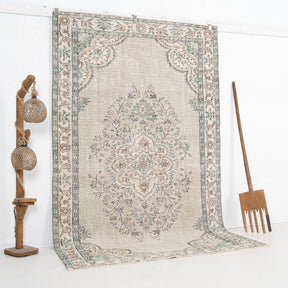 Green and Beige Area Wool Rug