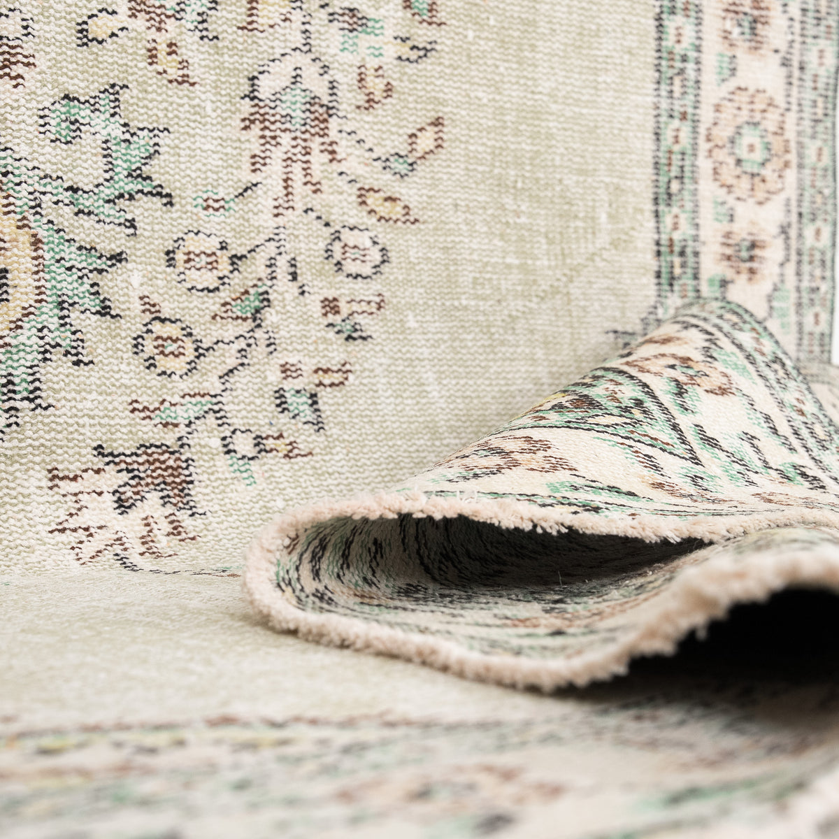 Antiquewashed Green Area Rug
