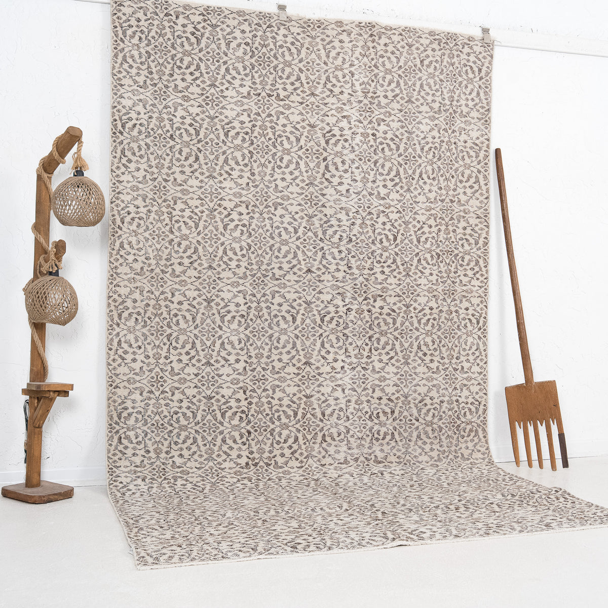 Beige and Brown Area Wool Rug