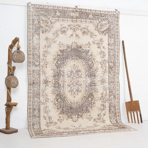 Beige and Brown Area Wool Rug