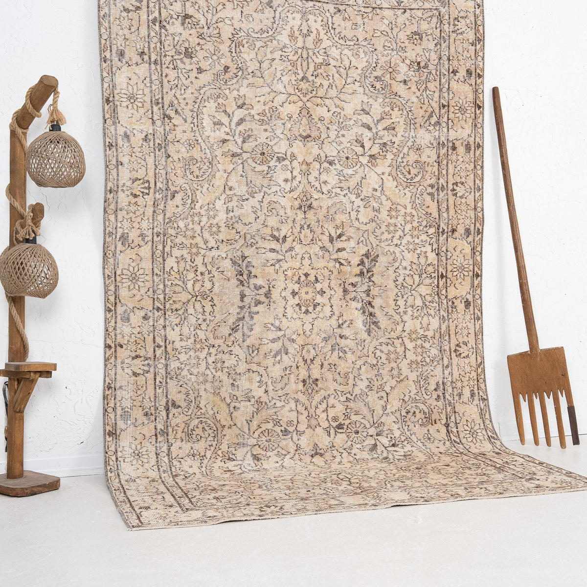 Beige and Brown Area Wool Rug