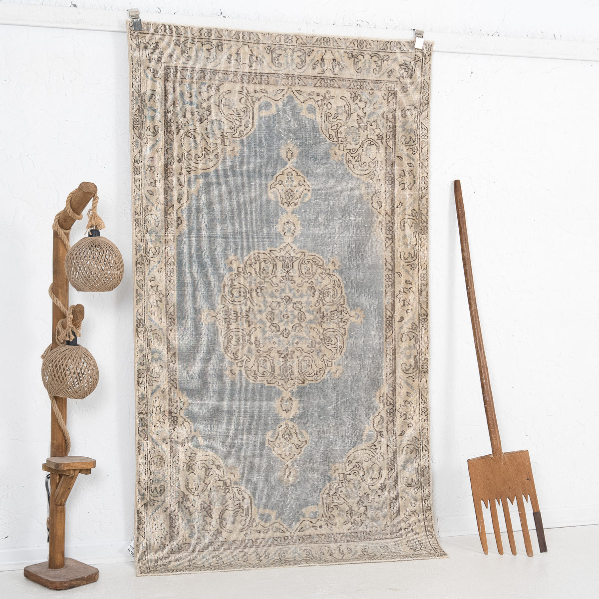 Blue and Beige Area Wool Rug