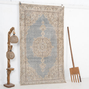 Blue and Beige Area Wool Rug