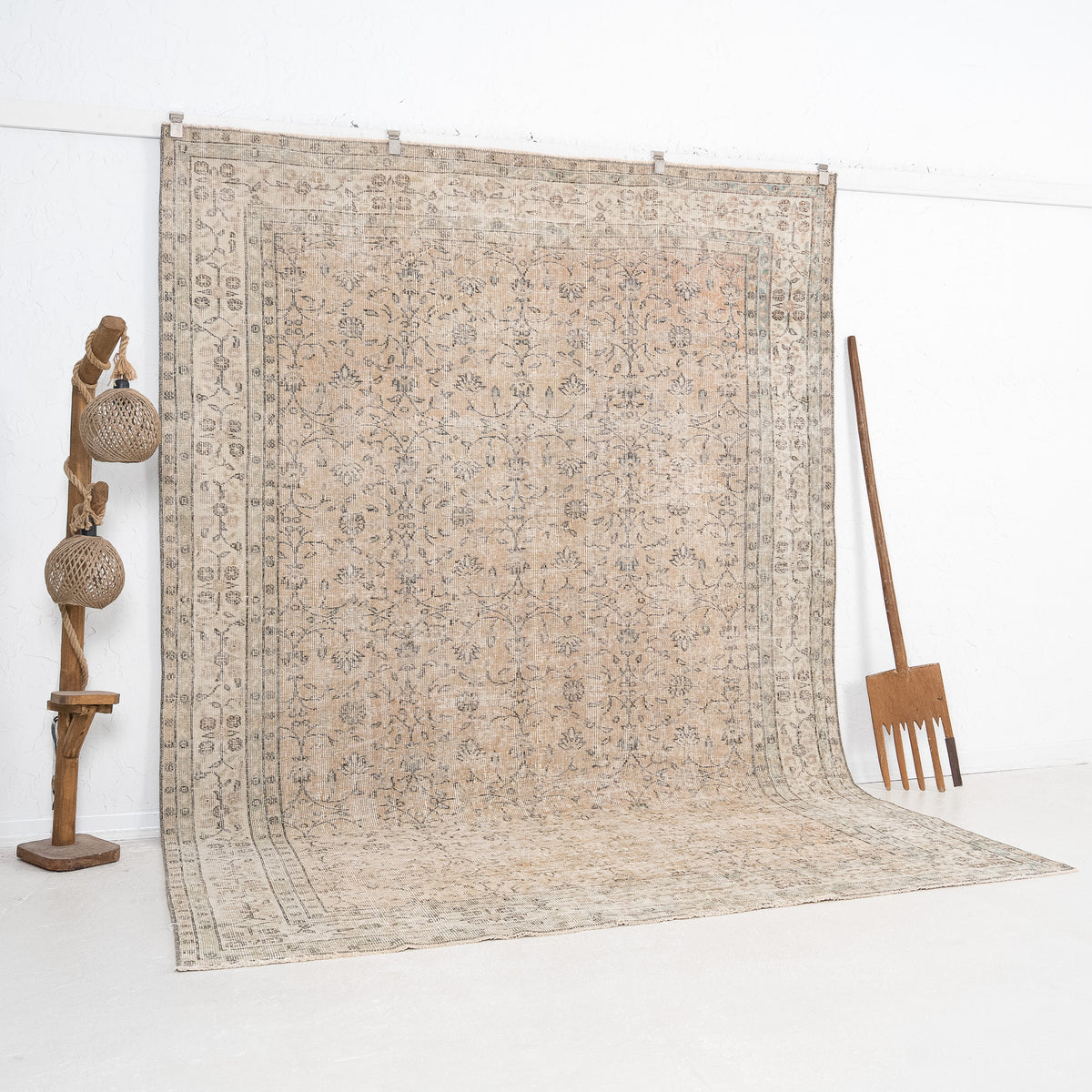 Orange and Beige Area Wool Rug