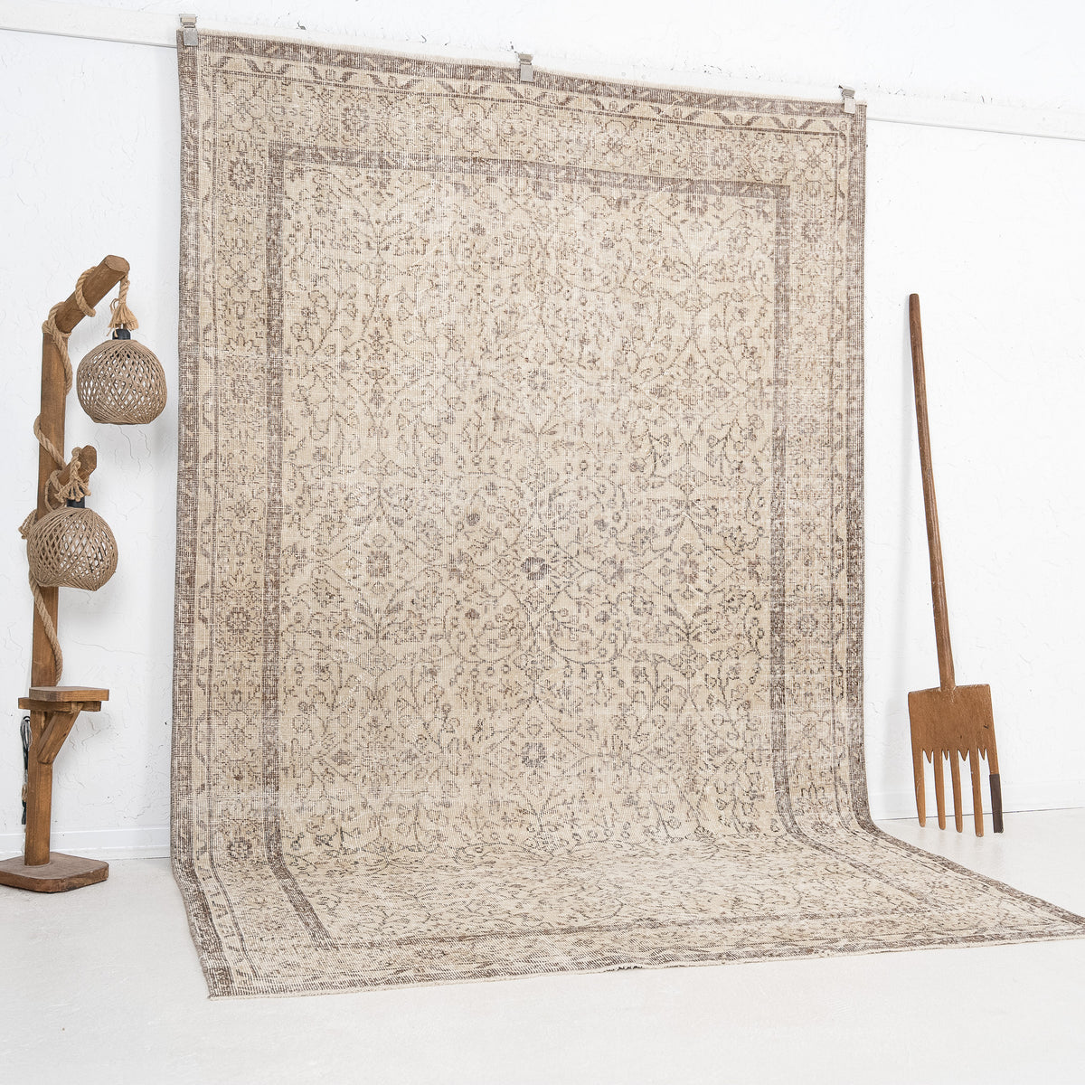 Beige and Brown Area Wool Rug