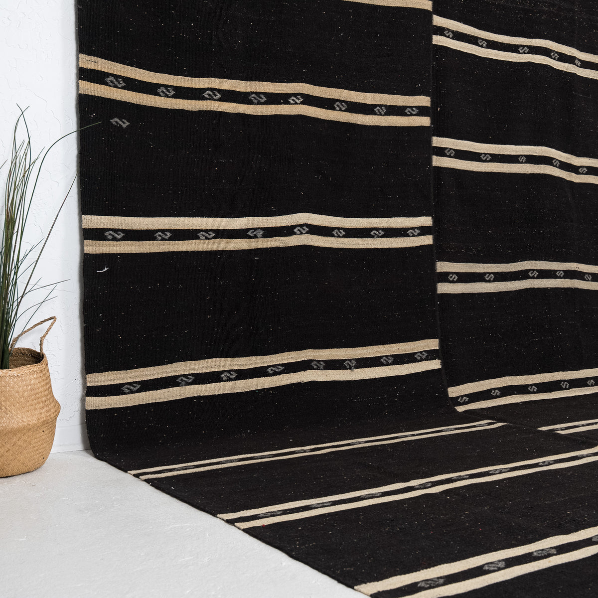 Black and Beige Area Wool Rug