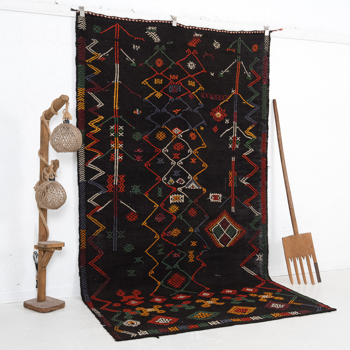 Black and Yellow Area Wool Rug