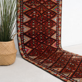 Red and Brown Runner Wool Rug