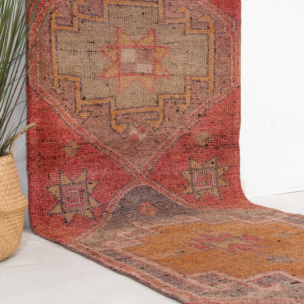 Red and Black Runner Wool Rug