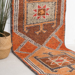 Orange and Beige Runner Wool Rug