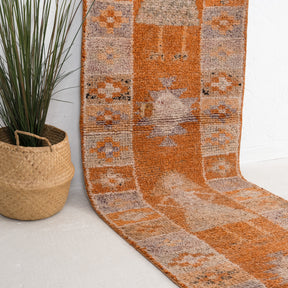 Orange and Beige Runner Wool Rug