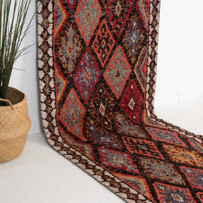 Red and Brown Runner Wool Rug