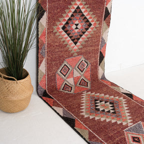 Red and Blue Runner Wool Rug