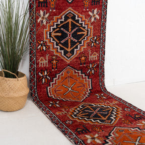Red and Orange Runner Wool Rug