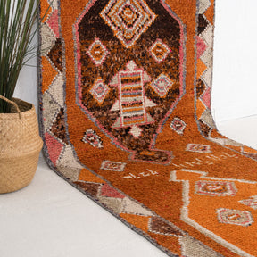 Orange and Beige Runner Wool Rug